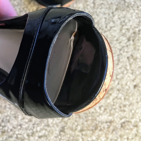 Franco Sarto Black Cork Ankle Strap Heel Sandals - Picture 7 of 8